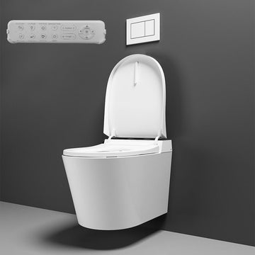 Elongated One-Piece Wall Mounted Automatic Toilet with In-Wall Tank & Carrier System